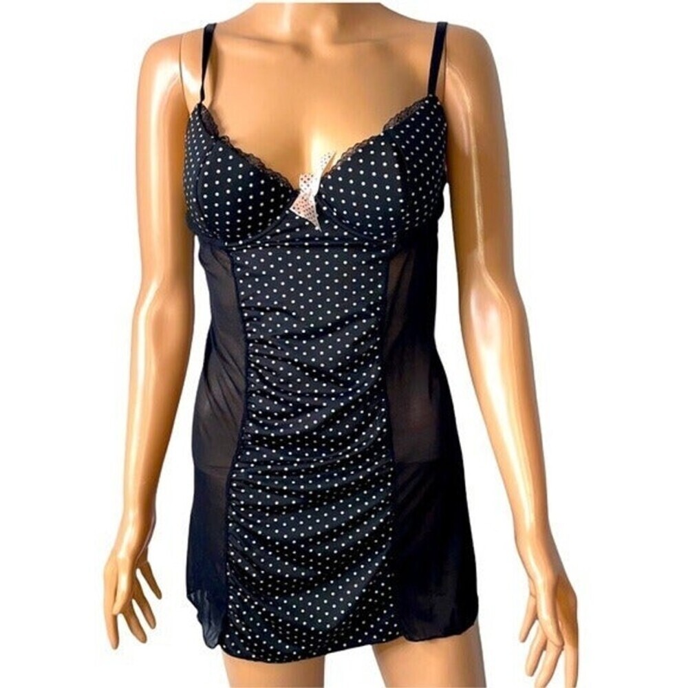 Essential by A.B.S nightgown lingerie polka dots mesh sides SZ M